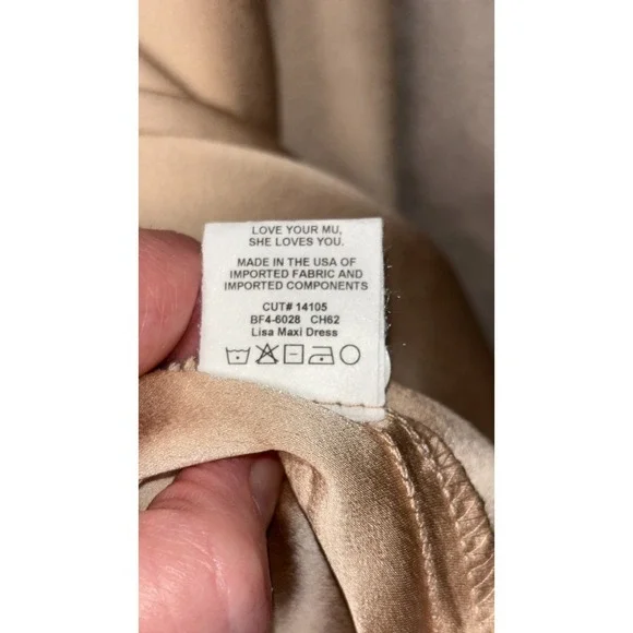 Show Me Your Mumu Lisa Maxi Dress Small Champagne Satin Halter Open Back - Picture 13 of 15